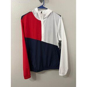 Xersion  windbreaker Red white and blue jacket half zip pullover size small NWT